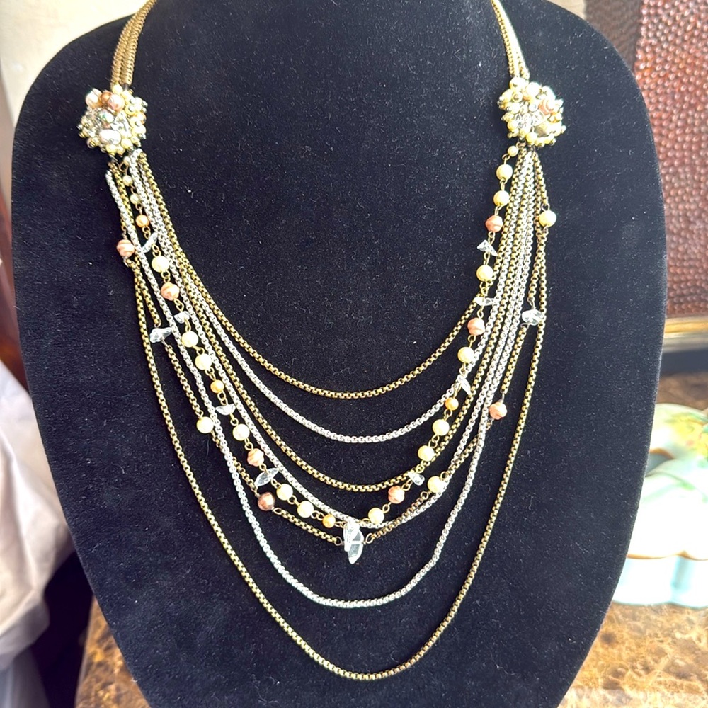 Cold water creek glamorous eight strand graduated necklace rock quartz crystal